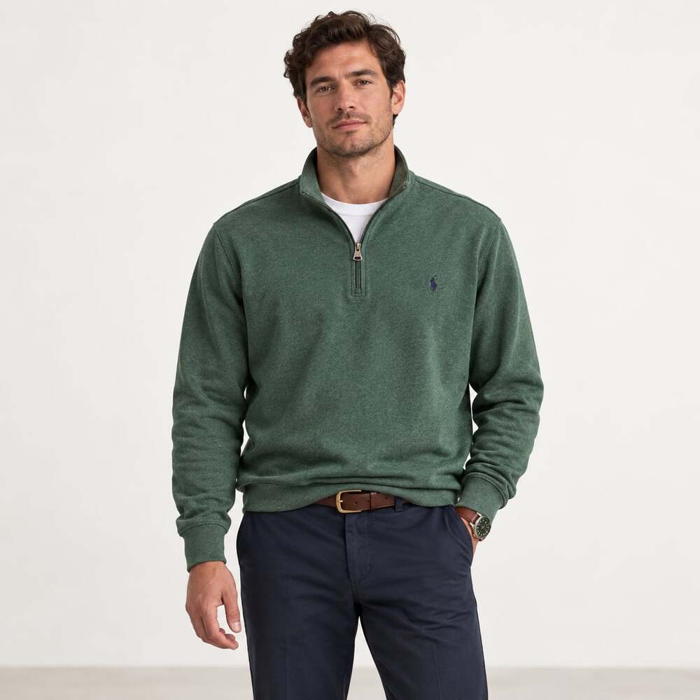 Polo Ralph Lauren Green Quarter Zip Pullover Sweatshirt Pony Logo Preppy Men's X